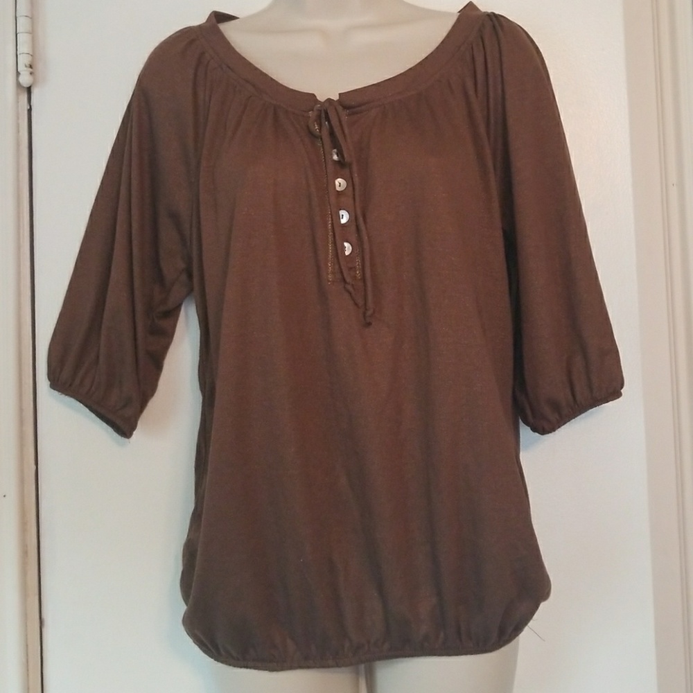 🍁SALE🍁 French Laundry Peasant Top Brown & Gold